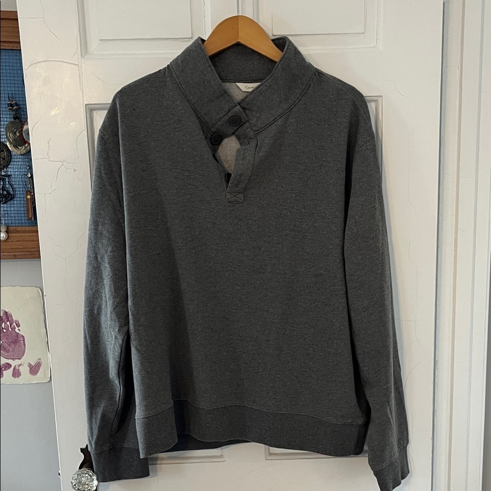 Garnet Hill Charcoal Button-Up Sweatshirt